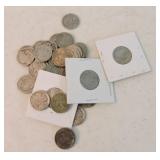 Bag of 43 weak or no date Buffalo nickels