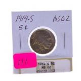 1914S Buffalo nickel MS62