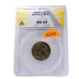 1938D/D Buffalo nickel MS64