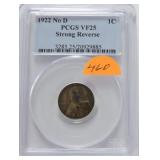 1922 no D Lincoln cent PCGS VF25 strong reverse