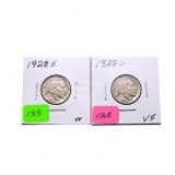 1928D VF & 1928S VF Buffalo nickels