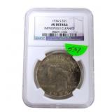 1934S Peace silver dollar NGC AU - cleaned