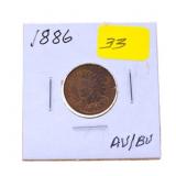1886 Indian cent AU/BU