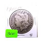 1901O Morgan silver dollar VG