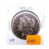 1891CC Morgan silver dollar VG