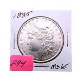 1885 Morgan silver dollar MS65