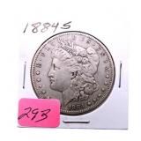 1884S Morgan silver dollar VF+