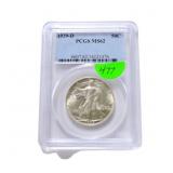 1939D walking Liberty half dollar PCGS MS62