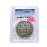 1889CC Morgan silver dollar PCGS F12