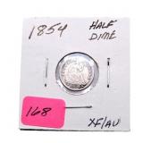 1854 Liberty Seated half dime XF/AU