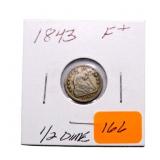 1843 Liberty Seated half dime F+