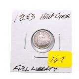1853 Liberty Seated half dime VF