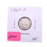 1907O Barber dime XF