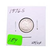 1876S Liberty Seated dime  VF/XF
