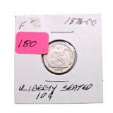1876CC Liberty Seated dime F+
