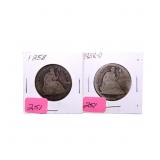 1858 & 1858D Liberty Seated half dollars both AG/G