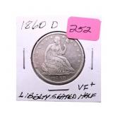 1860O Liberty Seated half dollar VF+