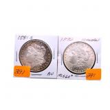 1881-S AU & 1882 MS60 Morgan silver dollars