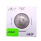 1917 TY1 Standing Liberty quarter VG/F