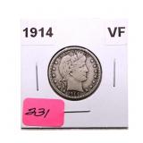 1914 Barber quarter VF