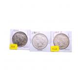 1922, 1922D, 1922S silver Peace dollars XF/AU