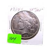 1934S silver Peace dollar XF/AU