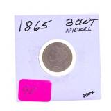 1865 3 cent nickel VF+