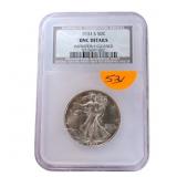 1933S walking Liberty half dollar NCS unc, cleaned