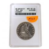 1877 seated Liberty silver half dollar ANACS AU -