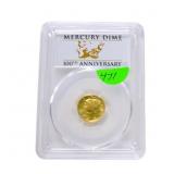 2016W gold 100th Anniversary Mercury dime