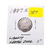 1887S Liberty Seated dime F+