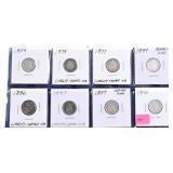 8 Liberty Seated dimes 1854, 1875, 1877, 1884,