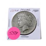 1921 Peace silver dollar F
