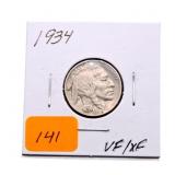 1934 Buffalo nickel VF/XF