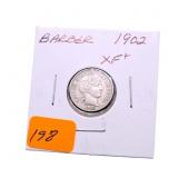 1902 Barber dime XF+
