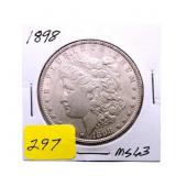 1898 Morgan silver dollar MS63