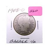 1908O Barber half dollar