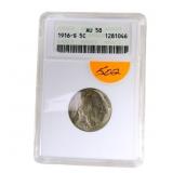 1916S Buffalo nickel ANACS AU58