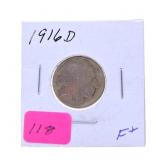 1916D Buffalo nickel F+