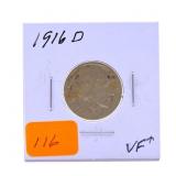 1916D Buffalo nickel VF+