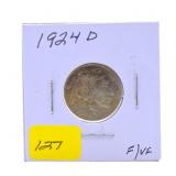 1924D Buffalo nickel F/VF