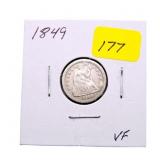 1849 Liberty Seated dime VF