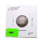 1835 Bust dime F+