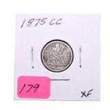 1875CC  Liberty Seated dime XF