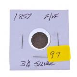 1857 3 cent silver F/VF
