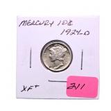1924D Mercury dime XF+