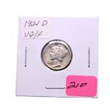 1921D Mercury dime VG/F