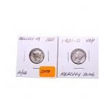 1921 VG & 1921D VG Mercury dimes