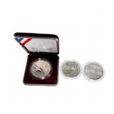 3 commemorative silver dollars: 1988 proof