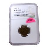 1859 Indian cent NGC XF corrosion and cleaned